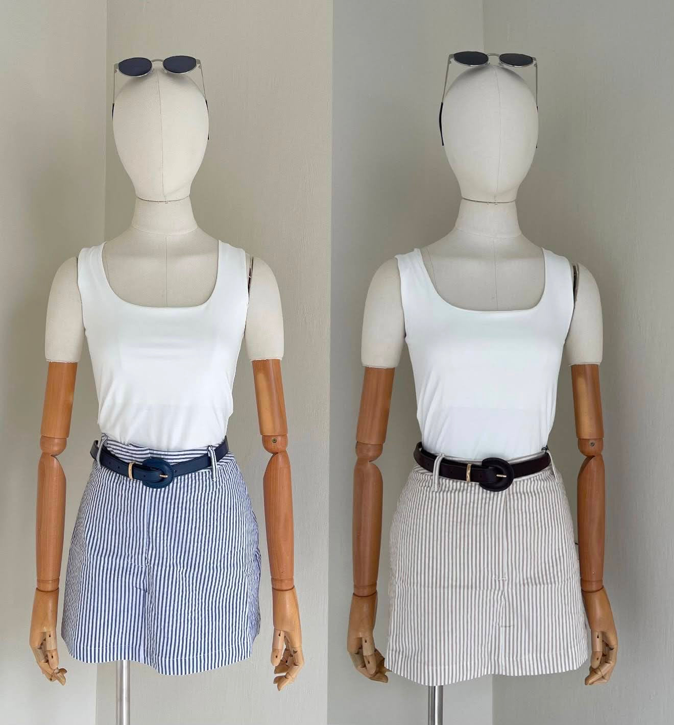 Short Falda Lineas Con Cinturón