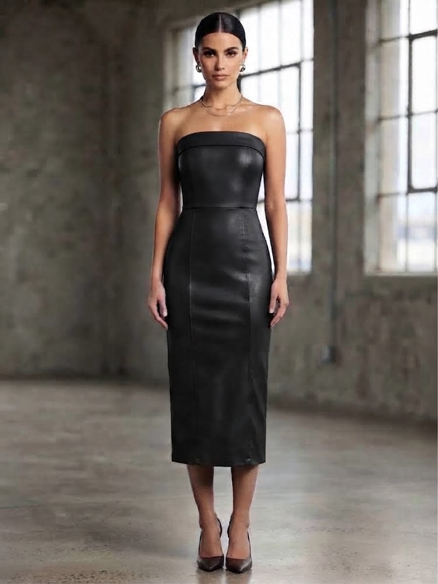 Vestido largo vinipiel