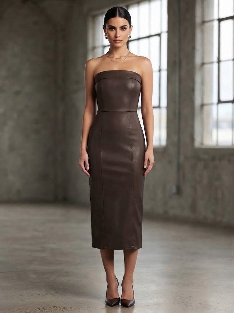 Vestido largo vinipiel