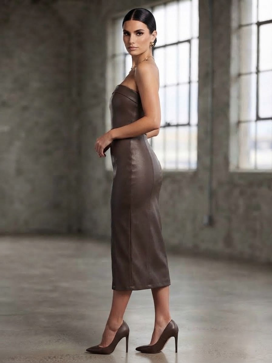 Vestido largo vinipiel