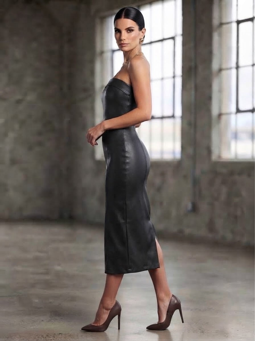 Vestido largo vinipiel