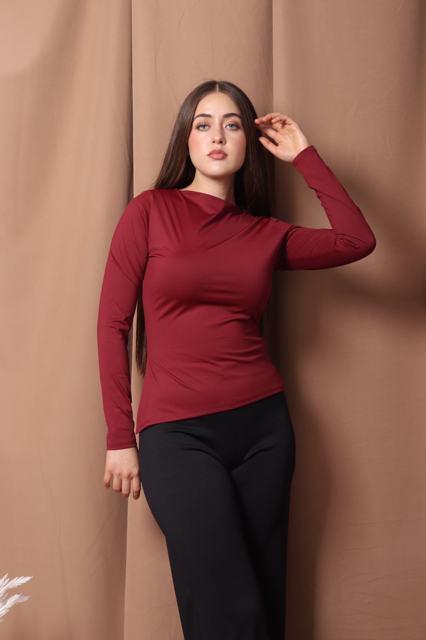 Blusa manga larga abertura costado