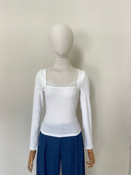 Blusa De Manga Larga Con Encaje