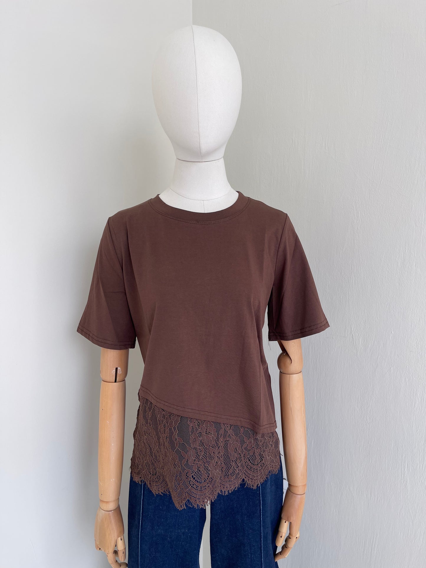 Blusa manga corta encaje