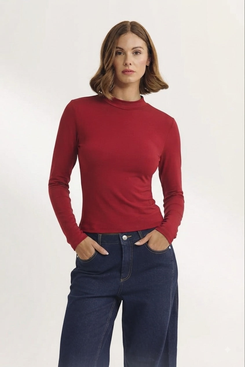 Blusa cuello redondo manga larga