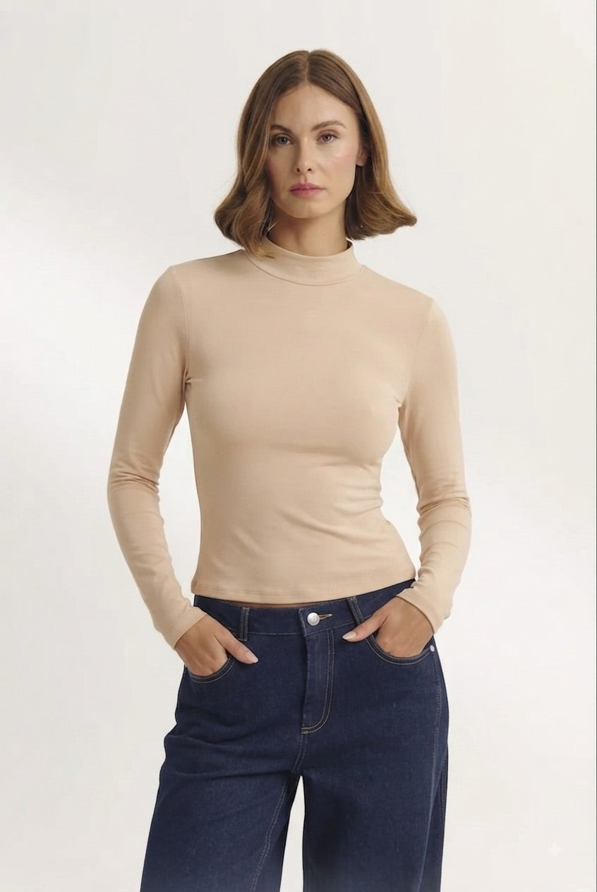 Blusa cuello redondo manga larga