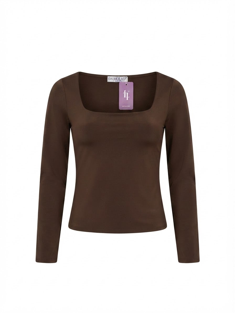 Blusa cuello cuadrado manga larga