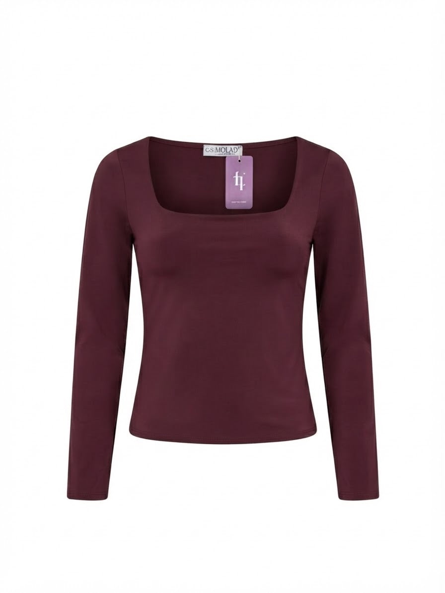 Blusa cuello cuadrado manga larga