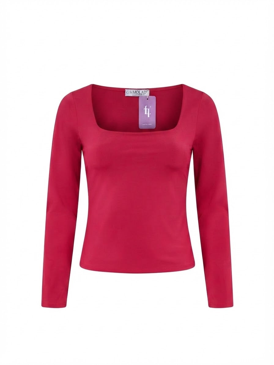 Blusa cuello cuadrado manga larga