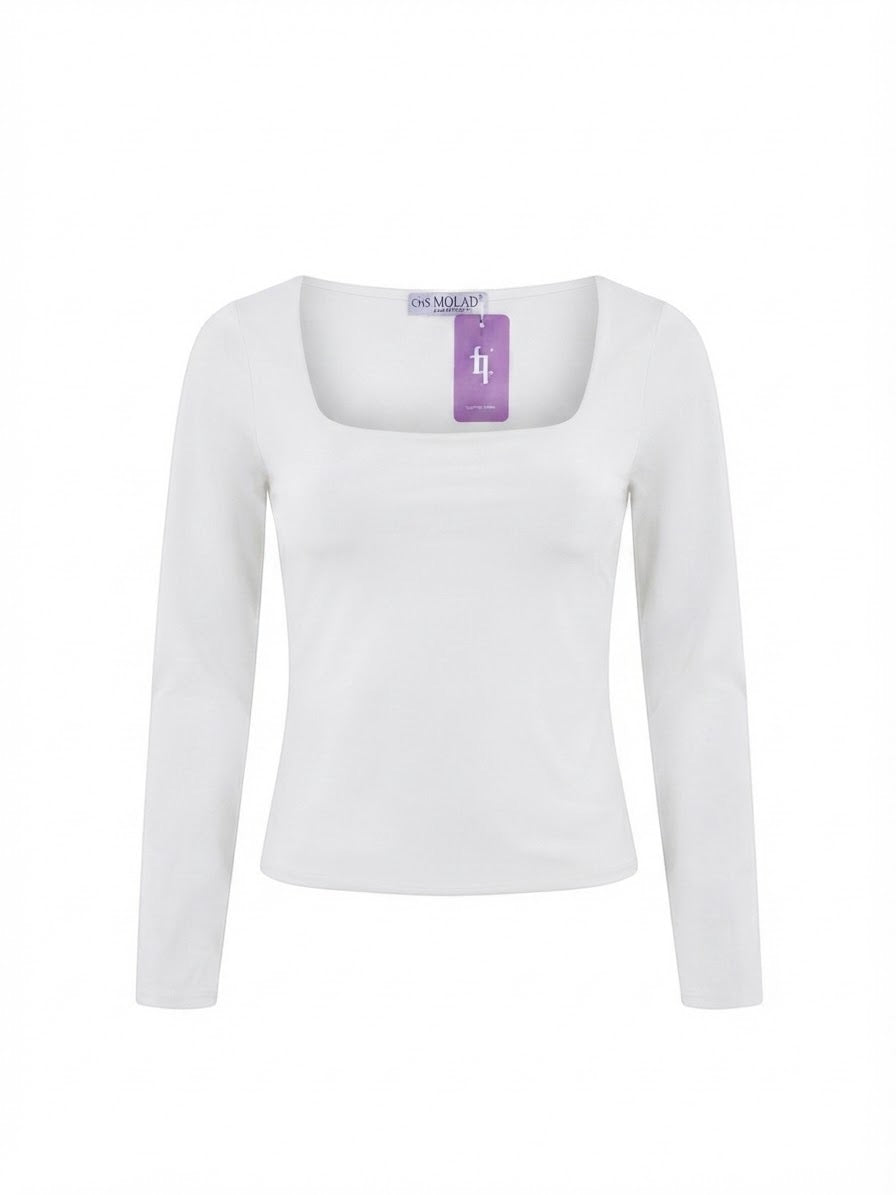 Blusa cuello cuadrado manga larga