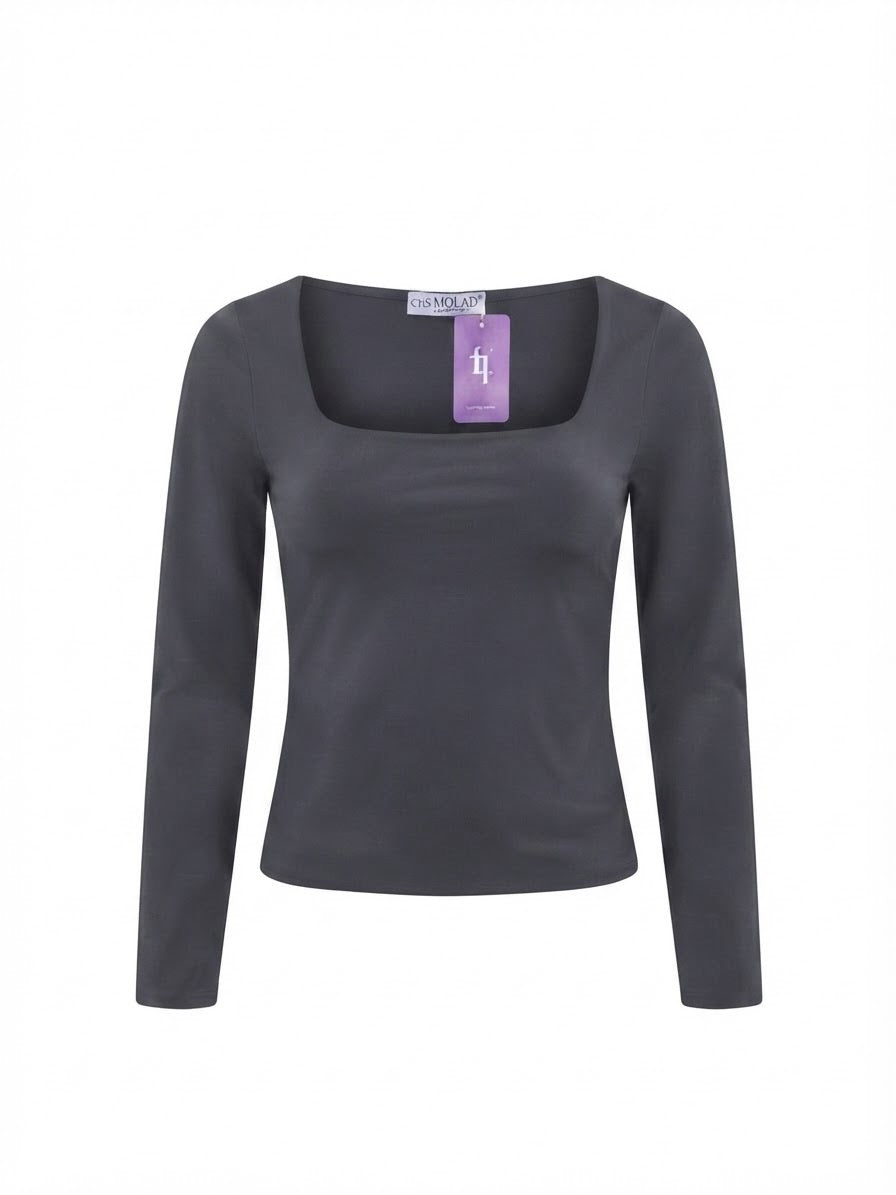 Blusa cuello cuadrado manga larga