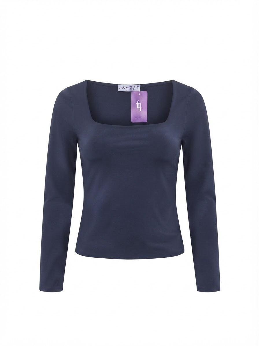 Blusa cuello cuadrado manga larga