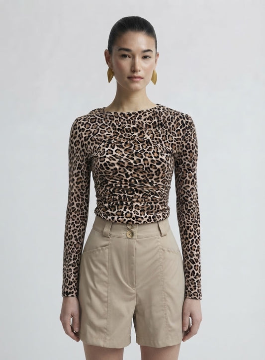 Blusa manga animalprint