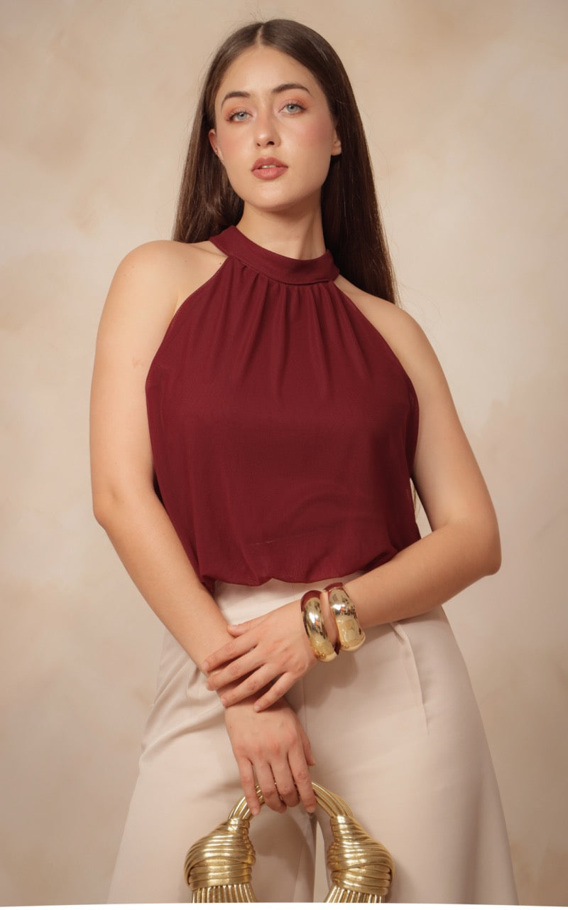 Blusa cuello mesh