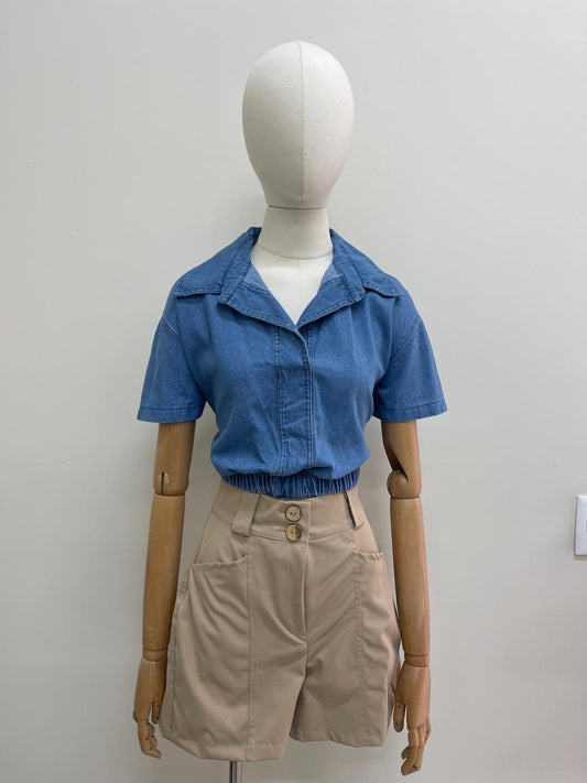 Blusa mezclilla con resorte